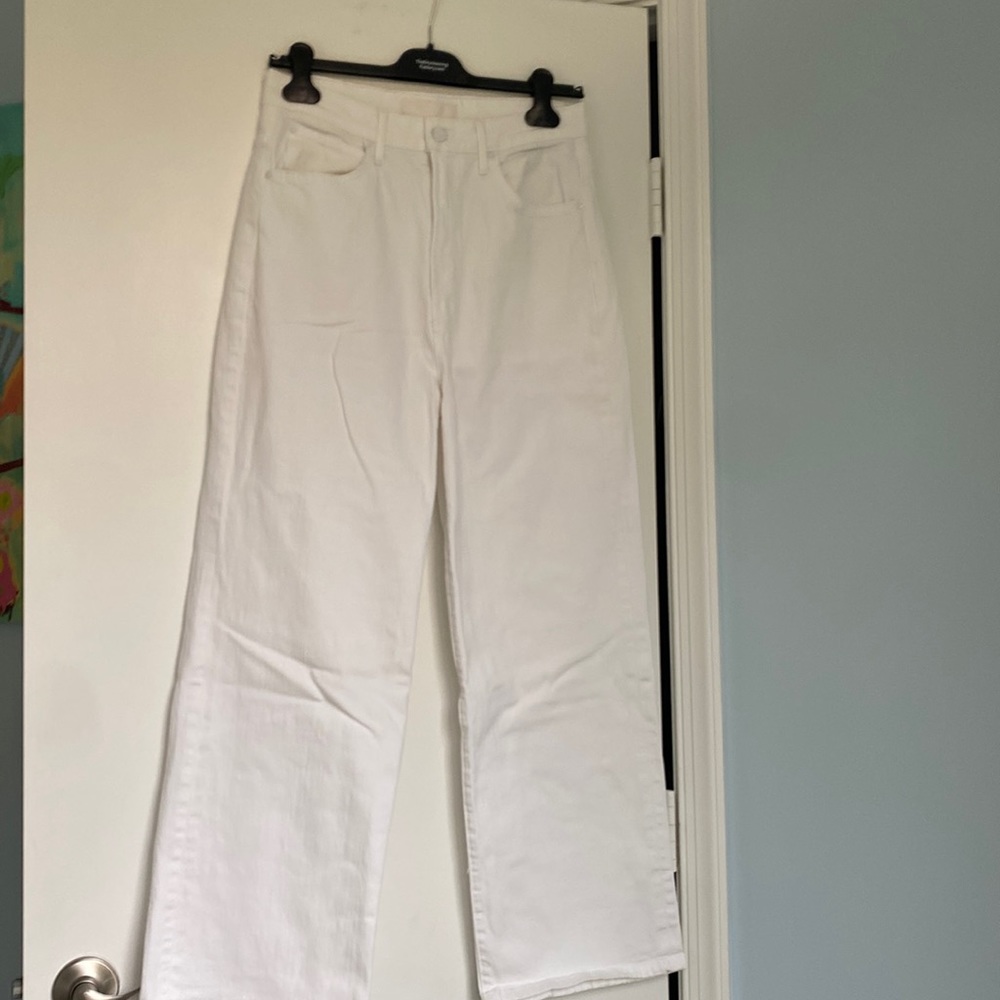 Wide leg, baggy white Mother jeans